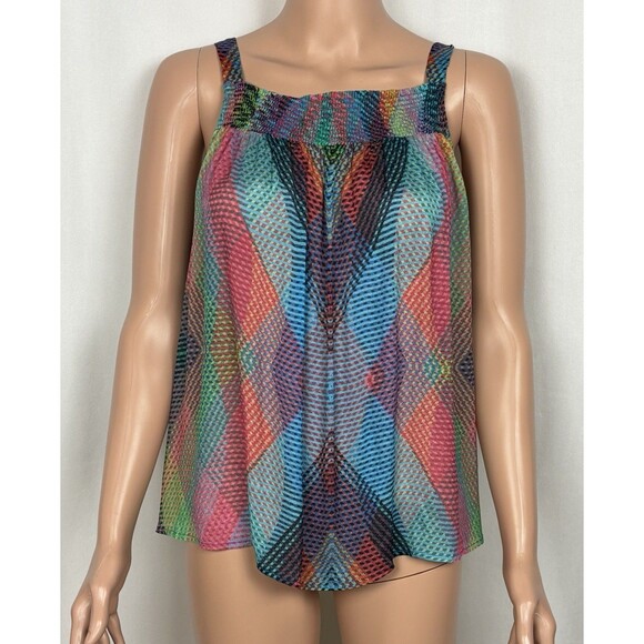 Anthropologie Conditions Apply Size Small Prismatic Geometric Sleeveless Blouse - Picture 2 of 11